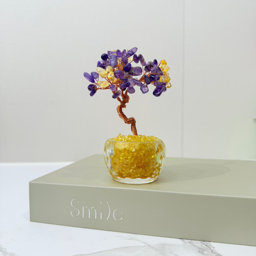 Yellow Crystal Fortune Tree: Blending Natural Energy with Modern Aesthetics
