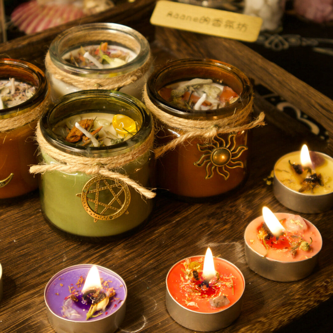Plant handmade herbs, aromatherapy magic, crystal essential oils, candles