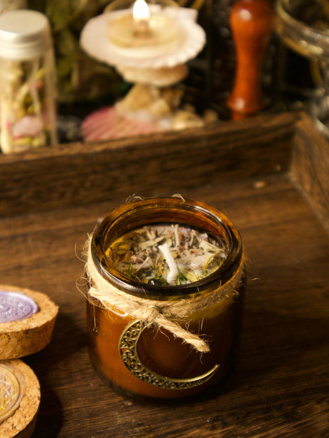 Plant handmade herbs, aromatherapy magic, crystal essential oils, candles