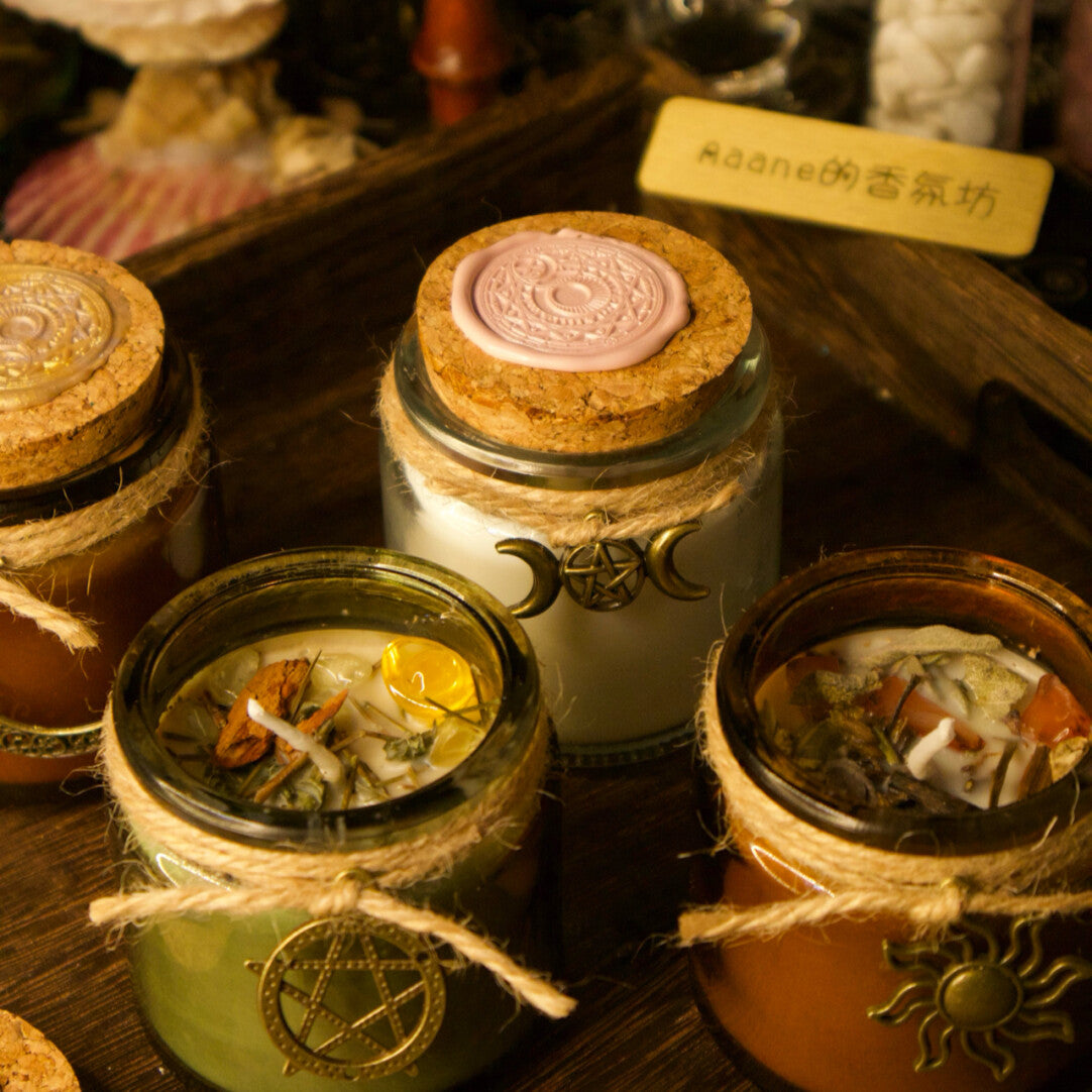 Plant handmade herbs, aromatherapy magic, crystal essential oils, candles