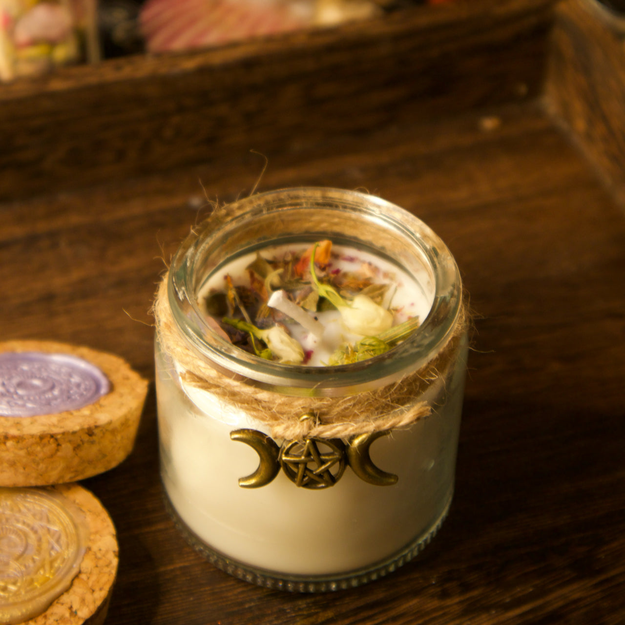 Plant handmade herbs, aromatherapy magic, crystal essential oils, candles