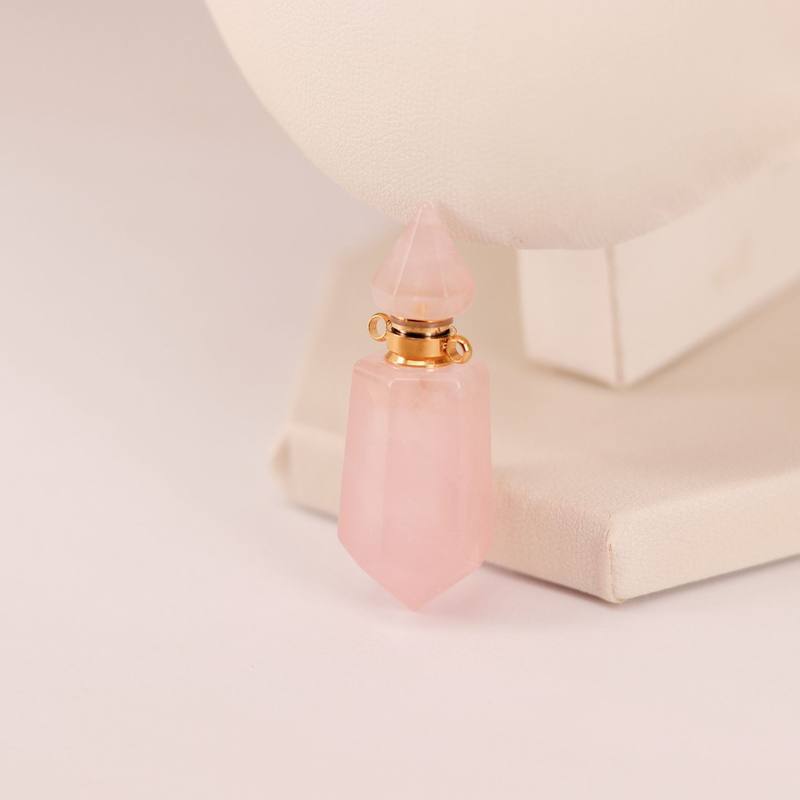 Natural crystal double pointed hexagonal pillar spiritual pendant aromatherapy bottle essential oil bottle