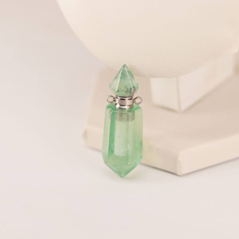 Natural crystal double pointed hexagonal pillar spiritual pendant aromatherapy bottle essential oil bottle