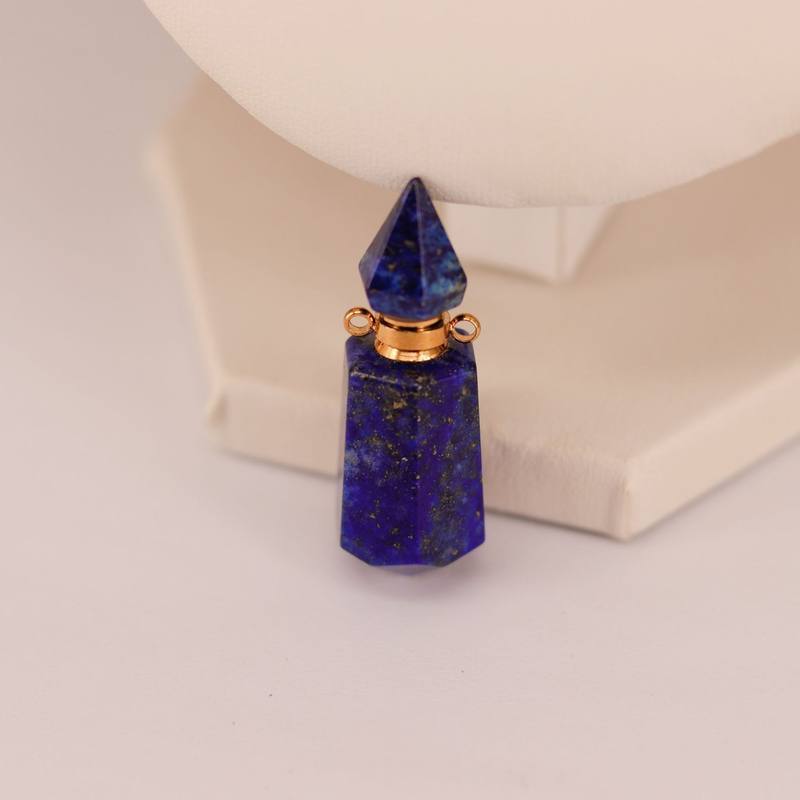 Natural crystal double pointed hexagonal pillar spiritual pendant aromatherapy bottle essential oil bottle