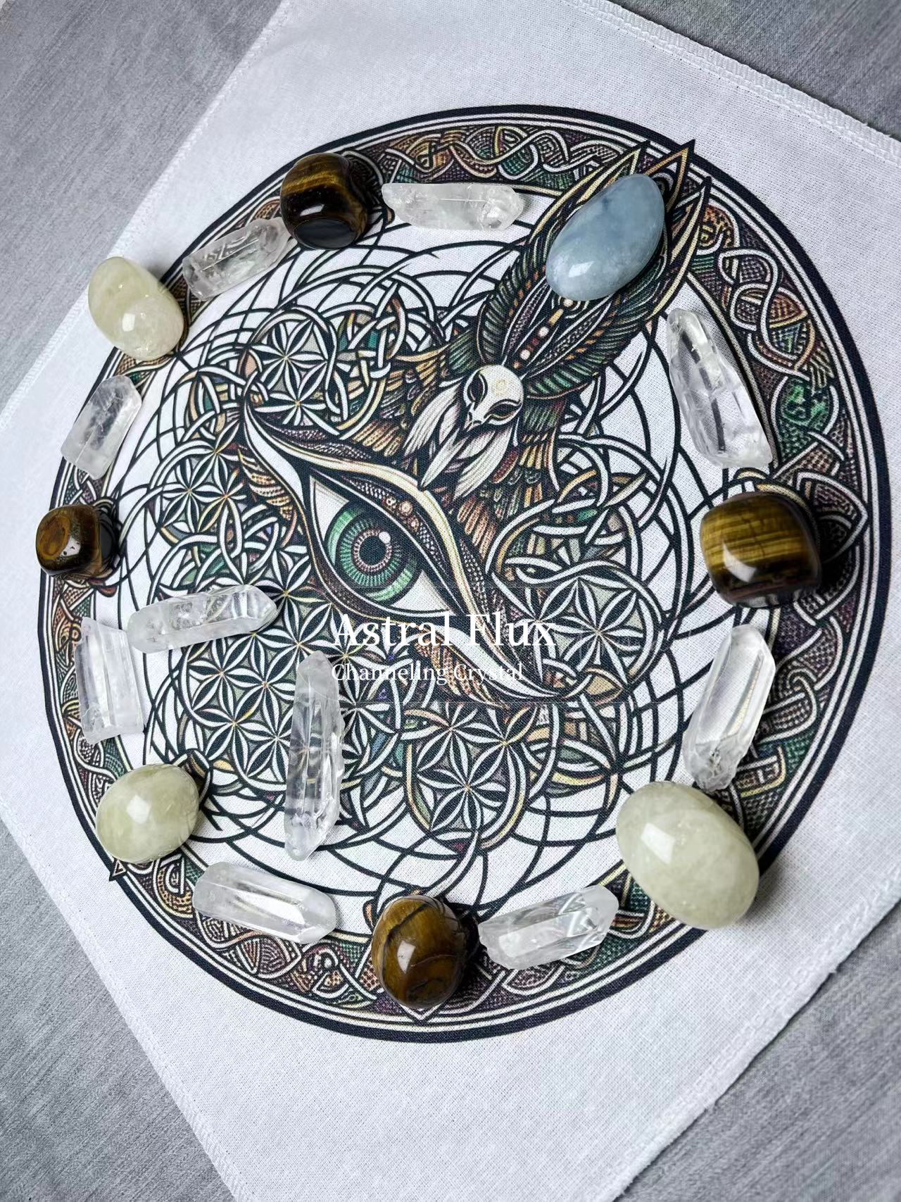 Healing Light: Crystal Magic Array - Sea Blue Treasure and Tiger Eye Stone