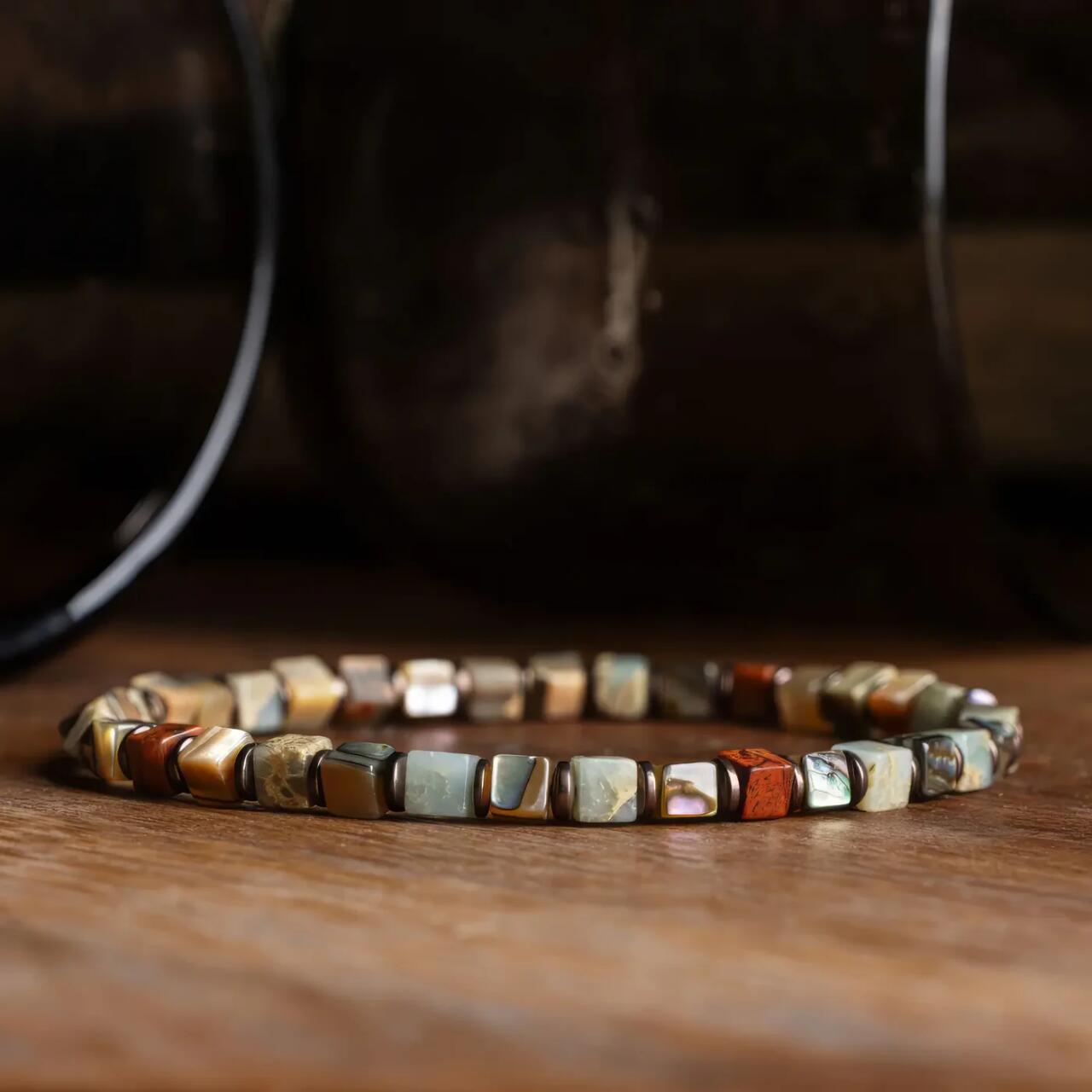 Natural Abalone, Imperial Gemstone & Hematite Energy Bracelet