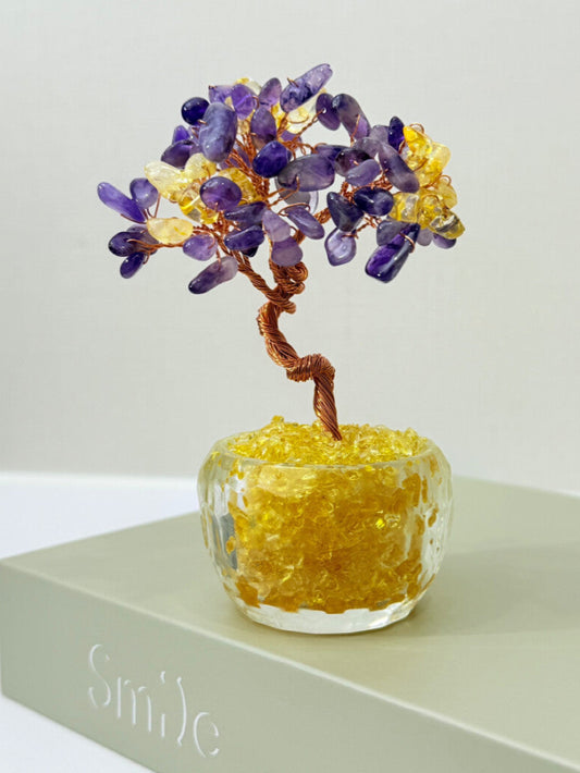 Yellow Crystal Fortune Tree: Blending Natural Energy with Modern Aesthetics