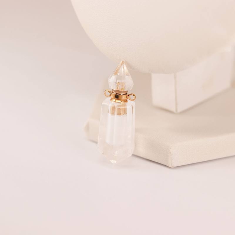 Natural crystal double pointed hexagonal pillar spiritual pendant aromatherapy bottle essential oil bottle