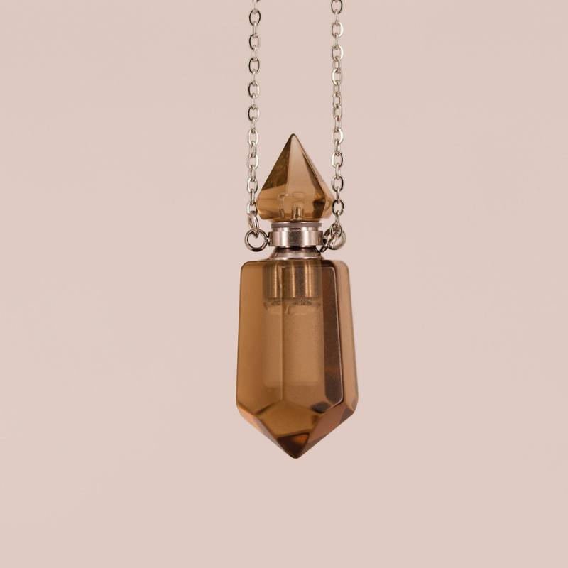 Natural crystal double pointed hexagonal pillar spiritual pendant aromatherapy bottle essential oil bottle
