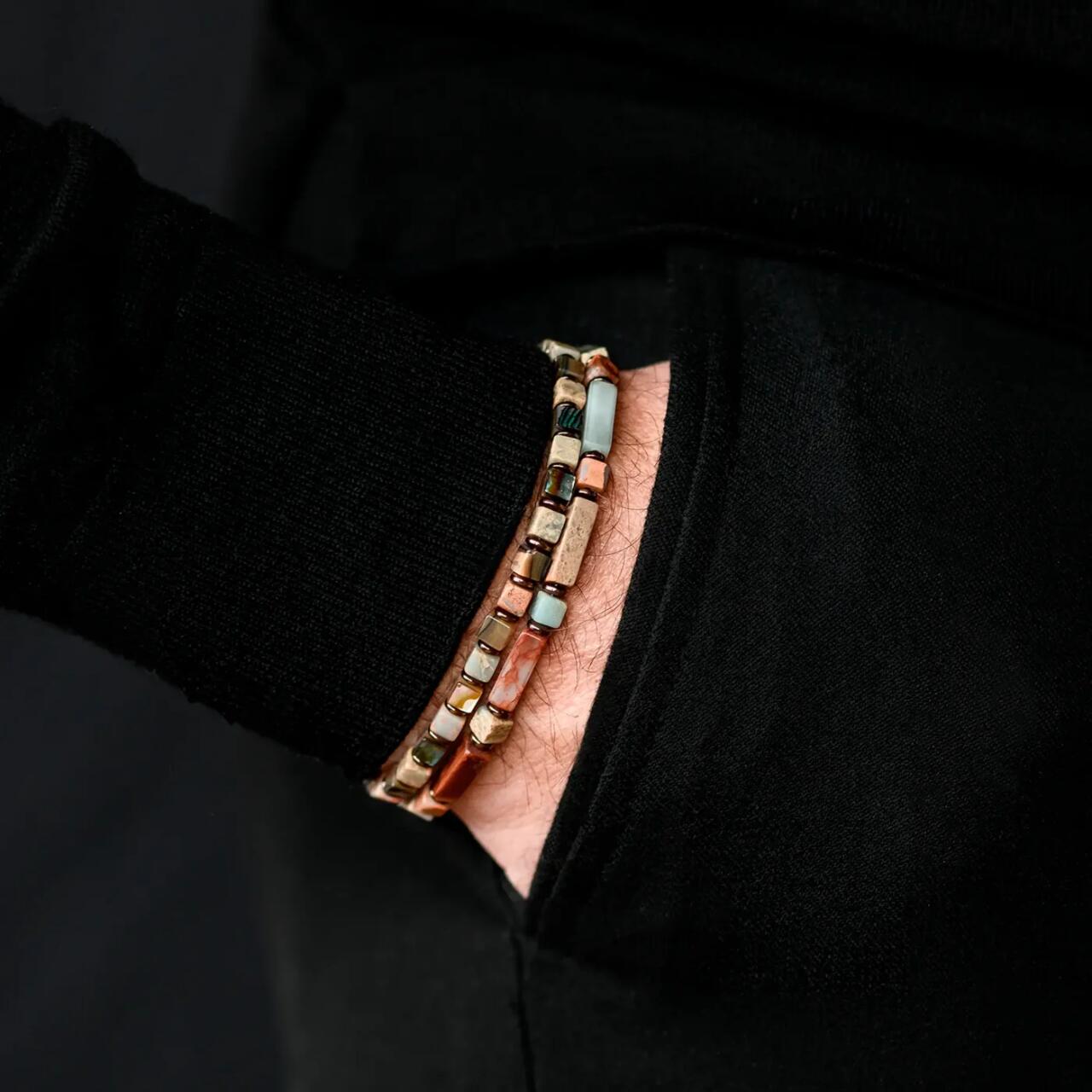 Natural Abalone, Imperial Gemstone & Hematite Energy Bracelet