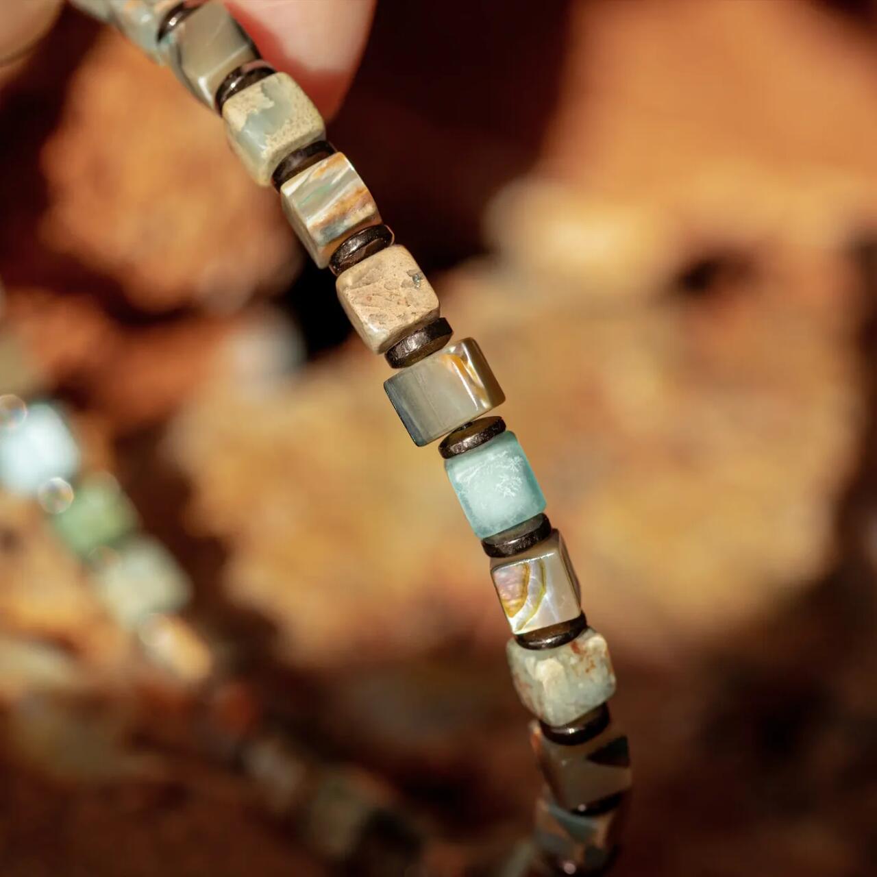 Natural Abalone, Imperial Gemstone & Hematite Energy Bracelet