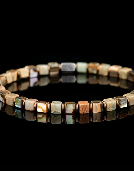 Natural Abalone, Imperial Gemstone & Hematite Energy Bracelet