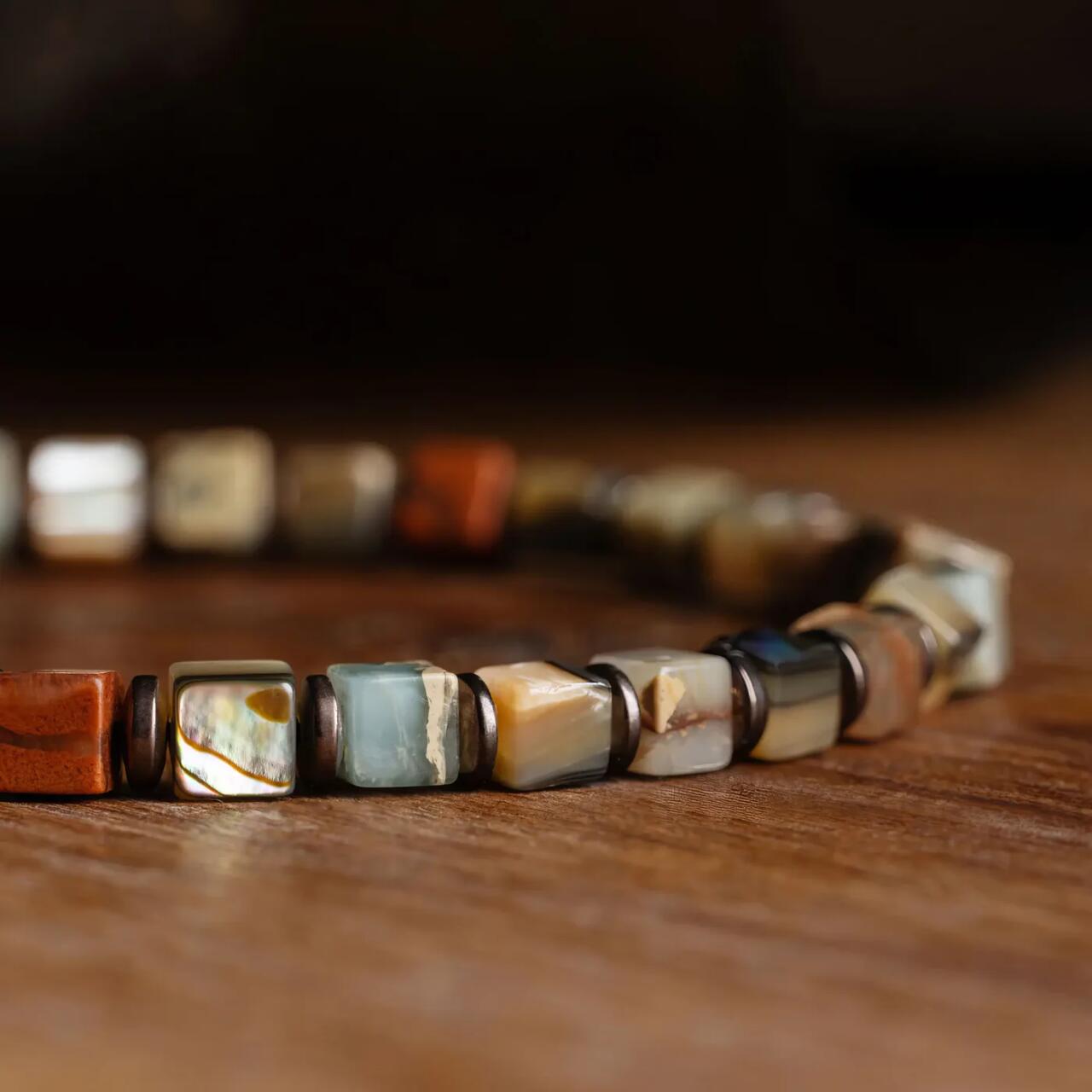 Natural Abalone, Imperial Gemstone & Hematite Energy Bracelet