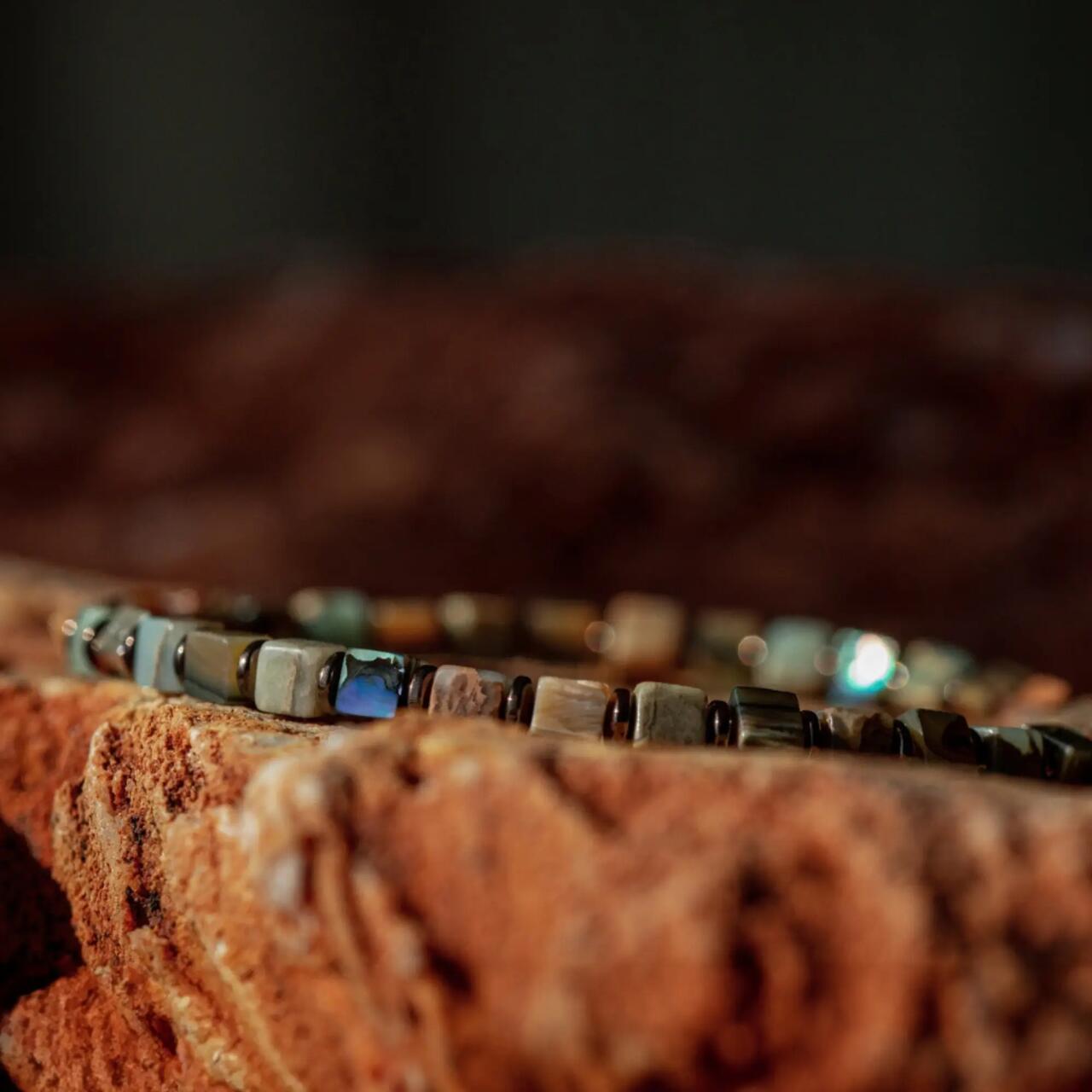 Natural Abalone, Imperial Gemstone & Hematite Energy Bracelet
